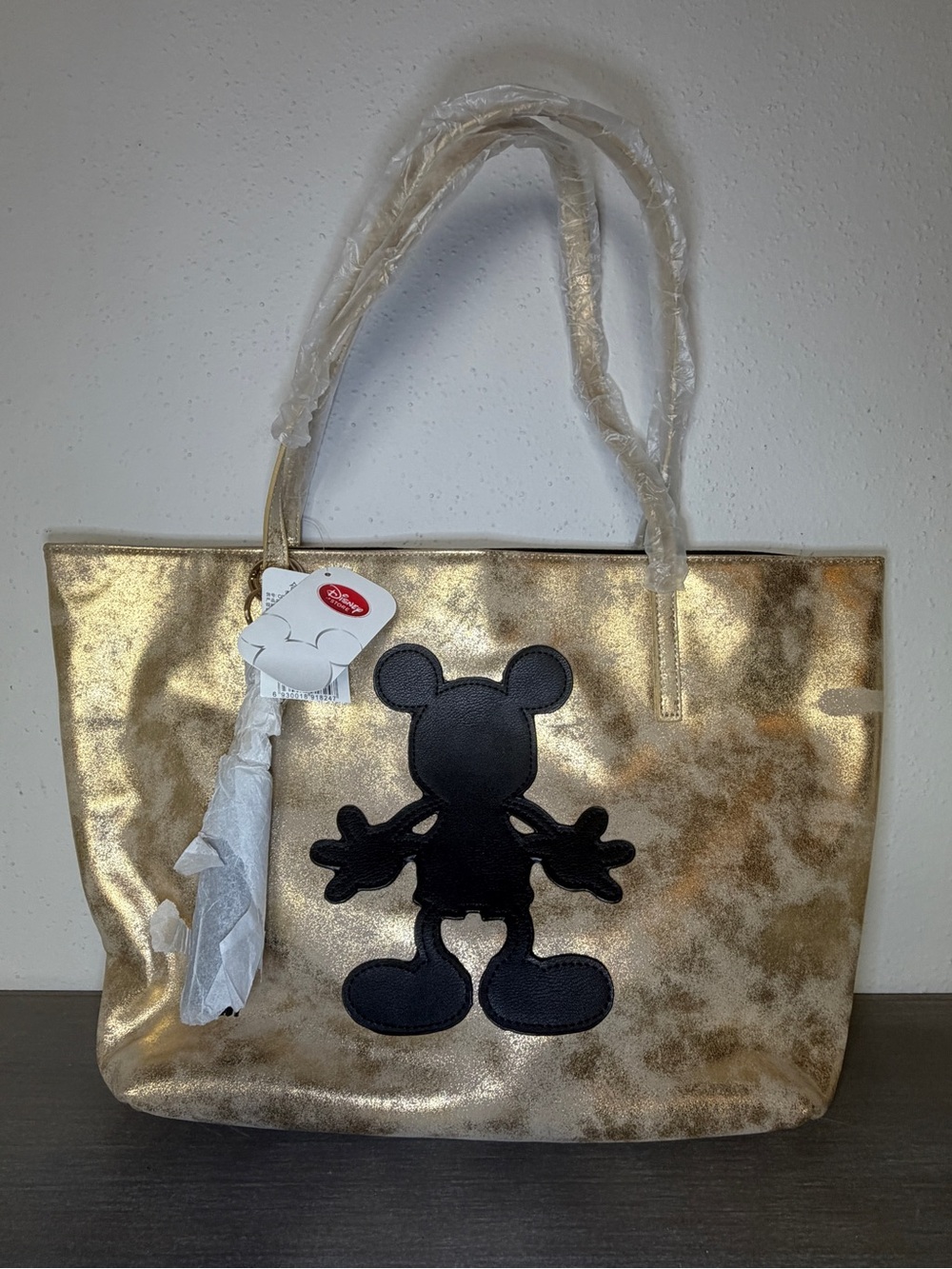 Disney Store Mickey Mouse Metallic Gold Tote Bag Rare New With Tags Authentic